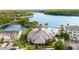 Overhead shot of community center and pool area offering beautiful views of the adjacent lake at 14648 Bournemouth Rd, Tampa, FL 33626