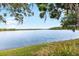 Serene lake view showcasing the water meeting the shoreline beneath a vibrant blue sky at 14648 Bournemouth Rd, Tampa, FL 33626