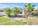 Backyard with a screened-in patio, framed by lush palm trees and a neatly kept lawn, offering a serene outdoor space at 311 Parsons Woods Dr, Seffner, FL 33584