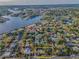 Panoramic aerial view showcasing the property, pool, and surrounding neighborhood with waterfront access at 330 Pineapple St, Tarpon Springs, FL 34689