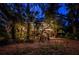 Home exterior featuring a large yard, mature trees, and subtle lighting at 420 Hanby St, Crystal Beach, FL 34681