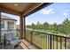 Relaxing balcony view features black metal railings, chair, and scenic landscape views at 5103 San Martino Dr, Wesley Chapel, FL 33543