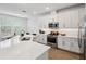 Modern kitchen with stainless steel appliances, white cabinets, and quartz countertops at 5103 San Martino Dr, Wesley Chapel, FL 33543