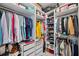 Well-organized walk-in closet with ample hanging space, shelves, drawers, and storage solutions at 5103 San Martino Dr, Wesley Chapel, FL 33543