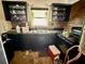 Vintage kitchen featuring a stainless steel sink, dark counters, and painted brick accent at 6715 16Th N St, St Petersburg, FL 33702