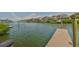 Wide view of dock showcasing serene water access with neighboring houses in the desirable waterfront community at 915 Symphony Isles Blvd, Apollo Beach, FL 33572