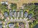 Aerial view of homes with private pools in a well-planned residential community at 10625 Cardera Dr, Riverview, FL 33578
