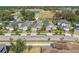 Aerial view of attractive single-Gathering homes boasting well-manicured lawns in a Gathering-friendly neighborhood with community park at 10625 Cardera Dr, Riverview, FL 33578