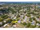 Neighborhood aerial view showcasing a home with a private pool and lush greenery at 1398 Lemon St, Clearwater, FL 33756
