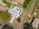Overhead view of a home with a private pool, patio area, mature trees, and landscaping at 1398 Lemon St, Clearwater, FL 33756