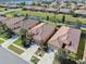 Areal view showcasing a property in a well-planned community, featuring canals, lush landscaping, and beautiful homes at 310 Cedar Falls Dr, Apollo Beach, FL 33572