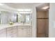 Bright bathroom with tile shower, light countertops and modern vanity at 3956 Tarpon Pointe Cir, Palm Harbor, FL 34684