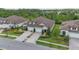 Aerial view of a well-maintained neighborhood featuring lush landscaping, paver driveways, and beautiful homes at 4195 Barletta Ct, Wesley Chapel, FL 33543
