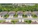 A street showcases well-manicured homes with paver driveways and lush landscaping in a residential neighborhood at 4195 Barletta Ct, Wesley Chapel, FL 33543