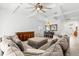Comfortable living room with coffered ceiling, view to dining area at 475 Crystal Beach, Crystal Beach, FL 34681