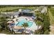 Aerial view features a community pool and lounge area showcasing thoughtful community planning at 5009 124Th E Ave, Parrish, FL 34219