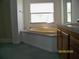 Bathroom features a soaking tub under a window and a wood vanity at 7224 Ryman Loop, Zephyrhills, FL 33540