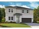 Two-story home featuring a well-manicured lawn, two car garage and neutral colored exterior at 10009 Surrey Rose Dr, San Antonio, FL 33576