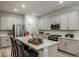 Bright kitchen featuring a central island with barstool seating and contemporary fixtures at 10009 Surrey Rose Dr, San Antonio, FL 33576