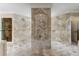 Elegant bathroom features a shower and a tiled accent wall at 1089 Virginia St, Dunedin, FL 34698
