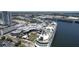An aerial view features a cruise ship terminal with a ship docked at the pier and urban landscape at 1111 Normandy Trace Rd # 1111, Tampa, FL 33602