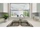 Kitchen sink features a double basin with window view of screened-in porch and backyard at 11409 Spring Hill Dr, Spring Hill, FL 34609