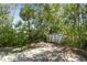 A sturdy shed nestled in a lush, wooded backyard at 11409 Spring Hill Dr, Spring Hill, FL 34609