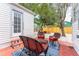 Inviting backyard patio with wicker furniture, blue rug, and access to the yard at 2180 7Th Ave N, St Petersburg, FL 33713
