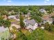 An aerial view of the property highlighting its backyard, and location within a tree-filled neighborhood at 2306 Trelain S Dr, St Petersburg, FL 33712