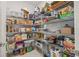 Walk-in pantry with organized shelving, providing ample storage space for food and household items at 3212 Calvano Dr, Land O Lakes, FL 34639