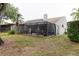 Exterior view of covered screened-in lanai in backyard at 4032 Salem Square Ct, Palm Harbor, FL 34685