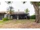 Exterior view of covered screened-in lanai in backyard at 4032 Salem Square Ct, Palm Harbor, FL 34685