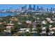 Beautiful aerial view of waterfront homes, a cityscape, and lush greenery at 444 W Davis Blvd, Tampa, FL 33606