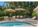 Relaxing backyard featuring poolside lounge chairs, dining sets, and lush tropical landscaping for ultimate outdoor living at 444 W Davis Blvd, Tampa, FL 33606