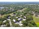 Take in this community aerial view with lush trees interspersed with homes in a quiet residential neighborhood at 706 1St Ct, Palm Harbor, FL 34684