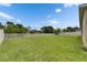 Expansive backyard features lush green grass and a white fence, offering a serene outdoor space at 17516 Bright Wheat Dr, Lithia, FL 33547