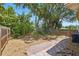 Fenced backyard with brick patio and shady trees at 1801 Mississippi Ne Ave, St Petersburg, FL 33703
