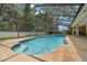 Kidney-shaped pool with screened enclosure & travertine deck at 1951 Downing Pl, Palm Harbor, FL 34683