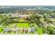 Aerial view of a neighborhood with lush greenery and well-maintained homes at 2973 Breezy Meadows, Clearwater, FL 33760