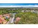 Community aerial showcasing colorful buildings, parking, mature trees, and a tennis court at 3620 41St S Way # B, St Petersburg, FL 33711