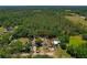 Expansive aerial view of the property encircled in red, surrounded by a lush canopy of mature trees at 39542 Friends Ave, Zephyrhills, FL 33540