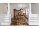Dining area with hardwood floors, pendant lighting, and direct access to the kitchen at 4016 N Seminole Ave, Tampa, FL 33603