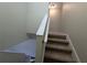 Carpeted staircase with white railing leading to upper level at 6250 Maisie Rd, Zephyrhills, FL 33542