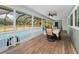 Inviting screened patio with dining set overlooking the sparkling pool area at 8755 Ogleby Creek Rd, Myakka City, FL 34251