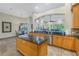 Gourmet kitchen with island, stainless steel appliances, and an open design layout at 9818 Tree Tops Lake Rd, Tampa, FL 33626