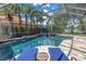 Beautiful pool with spa and inviting lounge chairs, surrounded by lush landscaping and a screened enclosure at 9818 Tree Tops Lake Rd, Tampa, FL 33626