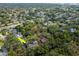 Beautiful aerial view of a home surrounded by lush greenery and foliage, offering a serene and private setting at 1296 Weybridge Ln, Dunedin, FL 34698