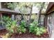 Exterior home entrance featuring lush landscaping and charming curb appeal at 1296 Weybridge Ln, Dunedin, FL 34698