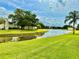 Scenic water view featuring lush green landscaping, mature trees, and the exterior of the community at 141 Lakeside Dr, Oldsmar, FL 34677