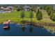 Lush backyard with a view of a tranquil lake and private dock; perfect for relaxation at 17129 Breeders Cup Dr, Odessa, FL 33556